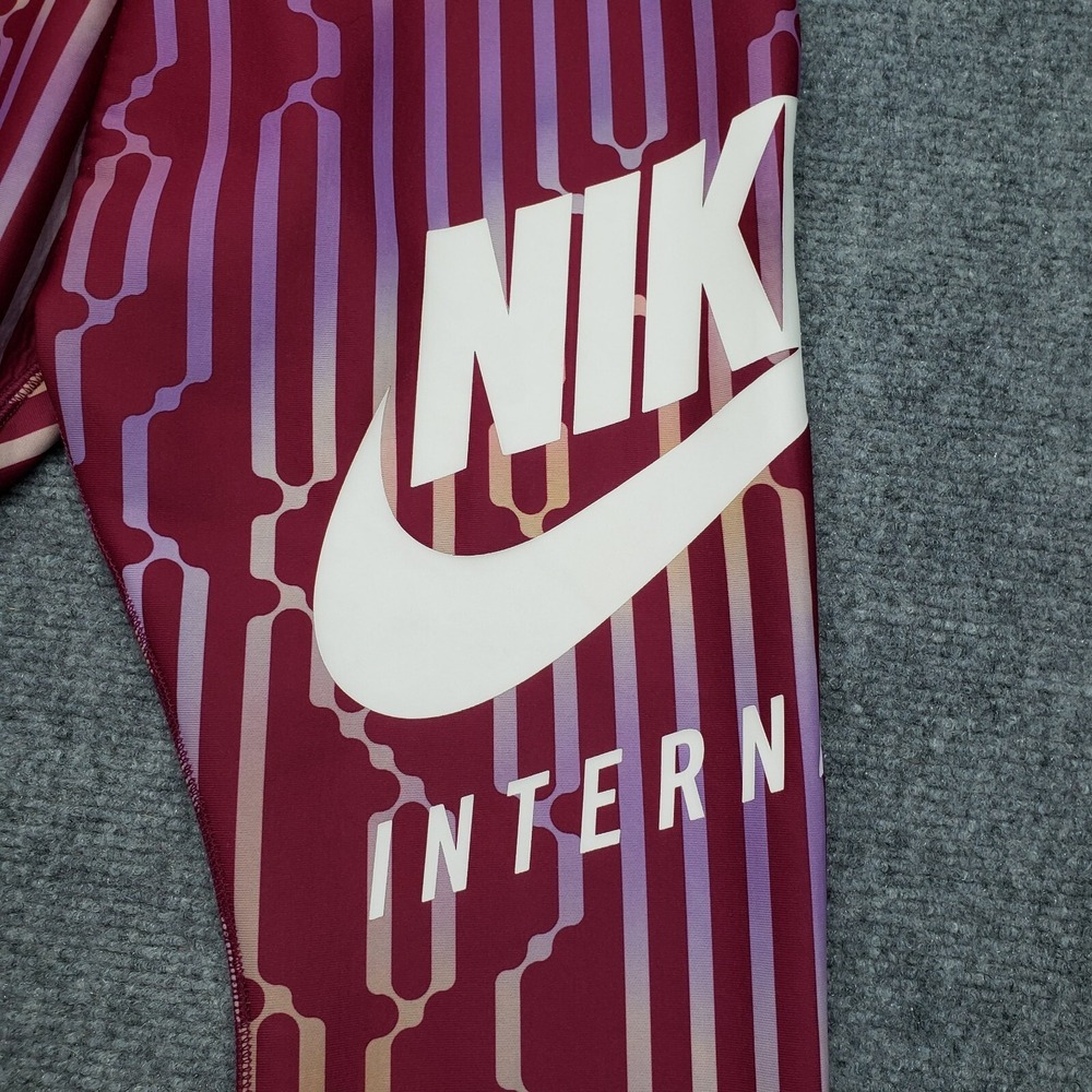 Nike International Swoosh Pants Womens S Pink Silver Geometric Pull On - Picture 2 of 13